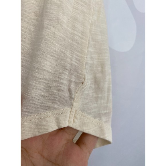 Lucky Brand NWT Mixed Media Embroidered Short Sleeve V Neck Boho Top Nat XS New - Picture 6 of 10